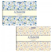 Альбомы для рисования ДЭК, А4, 40 л., КОМПЛЕКТ 2 шт., гребень, рельефный картон, BRAUBERG, 200х290 мм, 'Паттерн', 107744