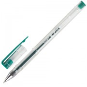 Ручка гелевая STAFF 'Basic', ЗЕЛЕНАЯ, корпус прозрачный, хромированные детали, узел 0,5 мм, линия письма 0,35 мм, 142791