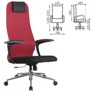 Кресло офисное BRABIX PREMIUM 'Ultimate EX-801' хром, плотная двойная сетка Х2, черное/красное, 532921