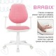 Кресло детское BRABIX 'Fancy MG-201W', с подлокотниками, пластик белый, ткань вельветовая, розовое, 533009