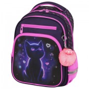 Рюкзак BRAUBERG PROFI, 2 отделения, с брелком, 'Lonely cat', 36х27х19 см, 274415