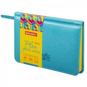 Еженедельник датированный 2026, МАЛЫЙ ФОРМАТ 95х155 мм, А6, BRAUBERG 'Rainbow', под кожу, бирюза, 117189