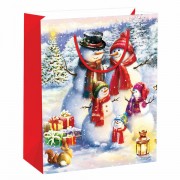 Пакет подарочный новогодний 26,5x12,7x33 см ЗОЛОТАЯ СКАЗКА 'Snowman', глиттер, 608232
