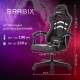 Кресло компьютерное BRABIX 'Shooter GM-123', 2 подушки, экокожа, черное/белое, 533191