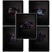 Тетради ДЭК А5 48 л. КОМПЛЕКТ 5 шт. BRAUBERG скоба, клетка, матовая ламинация, выборочный лак, MAJESTIC BLACK, 404953