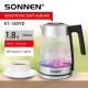 Чайник электрический с терморегулятором SONNEN KT-1809D, 1,8 л, 2200 Вт, 5 цветов подсветки, 5 температур, стекло текстура ромб, 455141