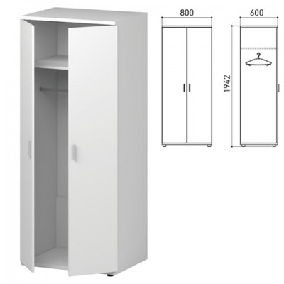 Шкаф для одежды 'Профит', 800х600х1942 мм, белый (КОМПЛЕКТ)