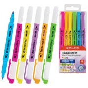 Набор текстовыделителей двусторонних 6 НЕОНОВЫХ ЦВЕТОВ, BRAUBERG 'TWIN NEON', линия 1-5 мм, 152517