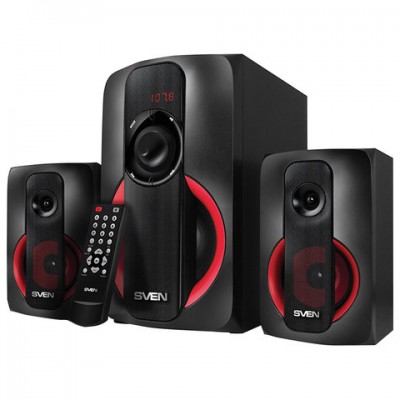 Колонки компьютерные SVEN AC MS-304, 2.1, 40 Вт, FM, USB, SD, MP3-плеер, Bluetooth, дерево, черные, SV-015602