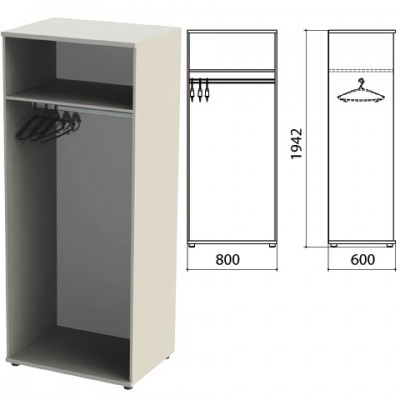 Шкаф (каркас) для одежды 'Этюд', 800х600х1942 мм, серый, 400002-03