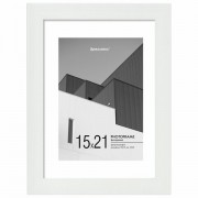 Рамка 15х21 см с паспарту 10х15 см небьющаяся, багет 20 мм пластик, BRAUBERG 'New Age', белая, 391274