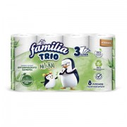 Бумага туалетная бытовая, спайка 8 шт., 3-слойная (8х16,7 м), FAMILIA TRIO Natural, белая, 5080971