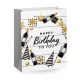 Пакет подарочный (1 штука) 18х10х23 см (M), 'Happy Birthday', ассорти, глиттер, фольга, ЗОЛОТАЯ СКАЗКА, 700806