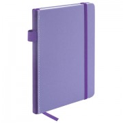 Блокнот А5 135x212 мм BRAUBERG 'Edge', под кожу, резинка, держатель, 80 л., клетка, сиреневый, 117150
