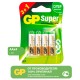 Батарейки КОМПЛЕКТ 4 шт., GP Super, AA (LR6,15А), алкалиновые, пальчиковые, ПРОМО 3+1, 15A3/1-2CR4