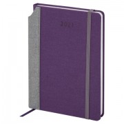 Ежедневник датированный 2021 А5 (138х213 мм) BRAUBERG 'Mosaic', кожзам, карман для ручки, фиолетовый, 111463