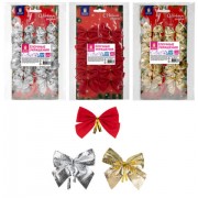 Украшение ёлочное 'Бантики', КОМПЛЕКТ 12 шт., 5x5 см, европодвес, 3 цвета ассорти, ЗОЛОТАЯ СКАЗКА, 592153