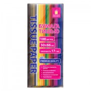 Цветная бумага ТИШЬЮ 17 г/м2, 50х66 см, 100 листов, 20 цветов, интенсив ассорти, ЗОЛОТАЯ СКАЗКА, 116496