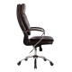 Кресло офисное МЕТТА 'LK-11CH', кожа, хром, коричневое