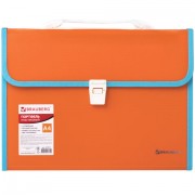Папка-портфель пластиковая BRAUBERG 'JOY', А4 (330х245х35 мм), 13 отделений, с окантовкой, оранжевая, 227975