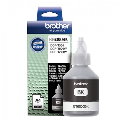 Чернила BROTHER (BT-6000BK) для СНПЧ Brother DCP-T500W\T700W\T300, черные, ресурс 6000 стр., оригинальные, BT6000BK