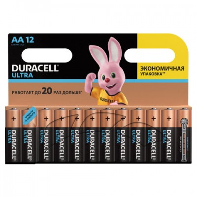 Батарейки КОМПЛЕКТ 12 шт., DURACELL Ultra Power, AA (LR06, 15А), алкалиновые, пальчиковые, блистер