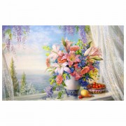 Картина стразами (алмазная мозаика), 40х50 см, ОСТРОВ СОКРОВИЩ 'Букет с гладиолусами', без подрамника, 663866