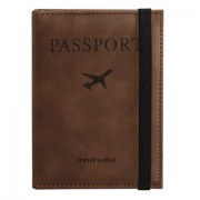 Обложка для паспорта с карманами и резинкой, мягкая экокожа, 'PASSPORT', коричневая, BRAUBERG 238204