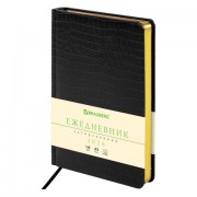 Ежедневник датированный 2026, А5, 138x213 мм, BRAUBERG 'Comodo', под кожу, черный, 117049