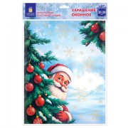 Наклейка для окон двусторонняя, 30х38 см 'Дед Мороз', глиттер, золотой, ЗОЛОТАЯ СКАЗКА, 592575