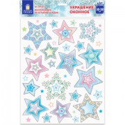 Украшение для окон и стекла ЗОЛОТАЯ СКАЗКА 'Цветные снежинки 3', 30х38 см, ПВХ, 591221