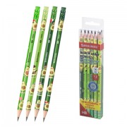 Набор карандашей чернографитных с принтом BRAUBERG 'AVOCADO', 12 штук, HB, с ластиком, корпус ассорти, 182032