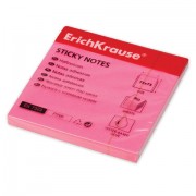 Блок самоклеящийся (стикер) ERICH KRAUSE НЕОН, 75х75 мм, 80 листов, розовый, 7323