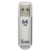Флеш-диск 64 GB, SMARTBUY V-Cut, USB 2.0, металлический корпус, серебристый, SB64GBVC-S