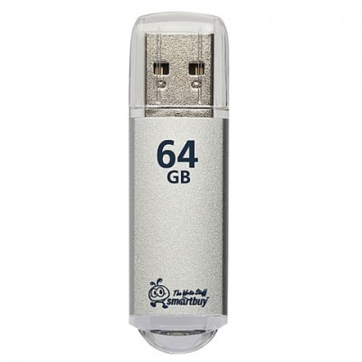 Флеш-диск 64 GB, SMARTBUY V-Cut, USB 2.0, металлический корпус, серебристый, SB64GBVC-S