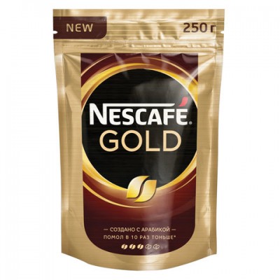 Кофе молотый в растворимом NESCAFE (Нескафе) 'Gold', сублимированный, 250 г, мягкая упаковка, 12143978