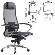 Кресло офисное МЕТТА 'SAMURAI' S-1, сверхпрочная ткань-сетка, черное