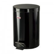 Ведро-контейнер для мусора (урна) с педалью ЛАЙМА 'Classic', 12 л, черное, глянцевое, металл, со съемным внутренним ведром, 602850