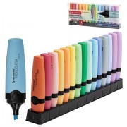 Набор текстовыделителей 15 ПАСТЕЛЬНЫХ ЦВЕТОВ на подставке, BRAUBERG 'DELTA PASTEL', линия 1-5 мм, 152507
