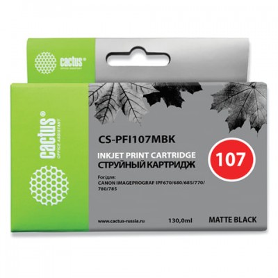 Картридж струйный CACTUS (CS-PFI107MBK) для CANON PF680/685/780/785, матовый черный, 130 мл