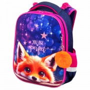 Ранец BRAUBERG PREMIUM, 2 отделения, с брелоком, 'Cute fox', LED-ЛАМПОЧКИ, 38х29х16 см, 272019