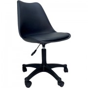 Кресло стул BRABIX 'Eames MG-310 PL', пластик черный, экокожа черная, 532927
