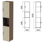 Шкаф полузакрытый 'Канц', 350х350х1830 мм, цвет венге/дуб молочный (КОМПЛЕКТ)