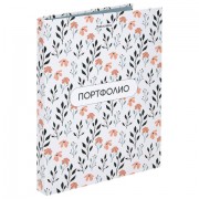 Папка-портфолио универсальная, 4 кольца, 20 файлов, 7БЦ матовая, BRAUBERG 'Flowers', 117556