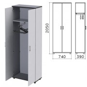 Шкаф для одежды 'Монолит', 740х390х2050 мм, цвет серый, ШМ49.11