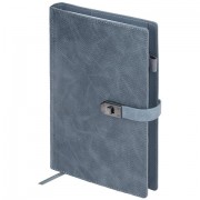 Ежедневник недатированный А5 152х220 мм BRAUBERG 'Sirius', под кожу, застежка 160 л., серый, 116214