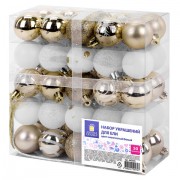 Шары елочные НАБОР 50 предметов 'Новогодняя Сказка', пластик, золото/белый, ЗОЛОТАЯ СКАЗКА, 592593