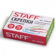 Скрепки STAFF 'Manager', 28 мм, цветные, 70 шт., в картонной коробке, Россия, 224630