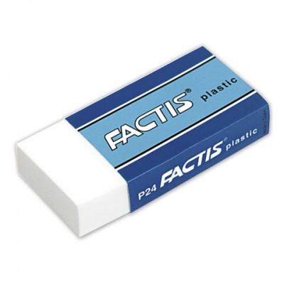 Ластик FACTIS Plastic P 24 (Испания), 50х24х10 мм, белый, прямоугольный, мягкий, CPFP24