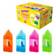 Точилка ЮНЛАНДИЯ 'Карандашик', со стирательной резинкой, с контейнером, пластиковая, ассорти, 228440